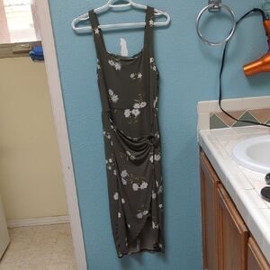 No Boundaries Olive Floral Midi Dress